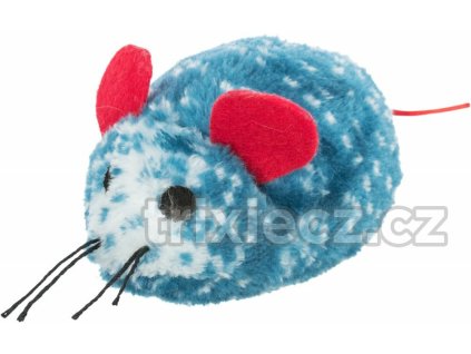 Vánoční plyšová figurka modrá myš, hvězda, perníček, 8-10cm