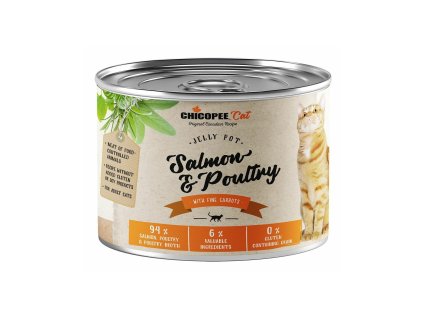 CHICOPEE ADULT JELLY losos, drůbeží konzerva pro kočky 195 g
