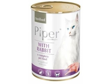 PIPER CAT konzerva pro sterilizované kočky, s králíkem, 400g