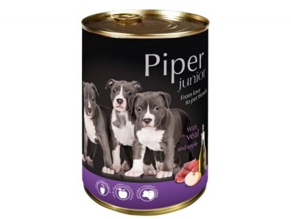 PIPER JUNIOR s telecím a jablky, konzerva pro štěňata 400g