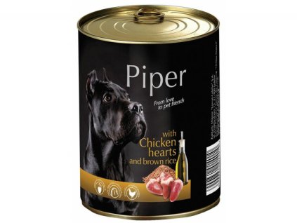 PIPER s kuřecími srdíčky a hnědou rýží, konzerva pro psy 400g
