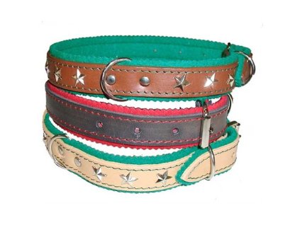 Obojky zdobené s plstí do 40cm FOKY – mahagon