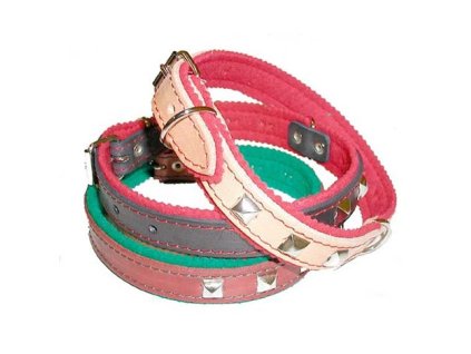 Obojky zdobené s plstí do 45cm FOKY – mahagon