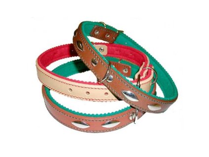 Obojky zdobené s plstí do 70cm FOKY - mahagon