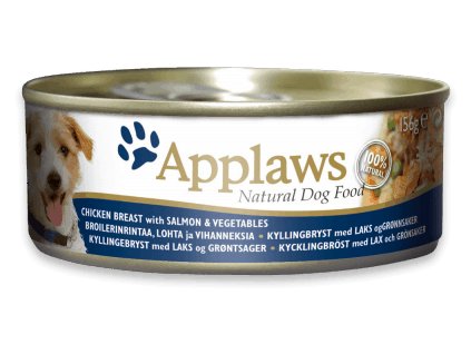 Applaws konzerva Dog Kuře, losos a zelenina 156 g