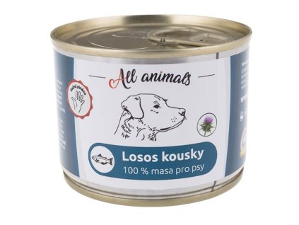 ALL ANIMALS losos kousky, konzerva pro psy, 200g