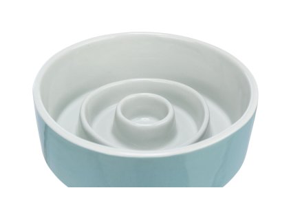 Keramická miska k pomalému krmení, kruhy, šedomodrá