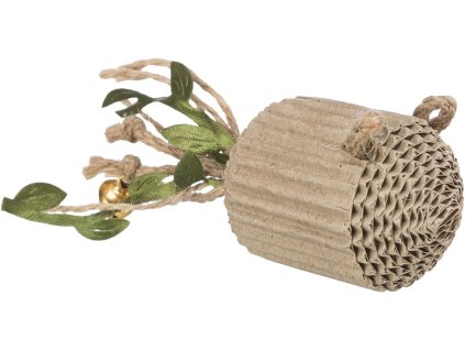 Škrabací myš s rolničkou, 12 cm, karton/konopí