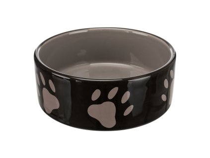 Keramická miska 0,3l/12cm - hnědá/bílá + motiv tlapky