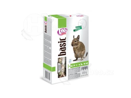 LOLO BASIC kompletní krmivo pro osmáky degu 450 g krabička