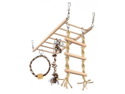 Závěsný žebřík s hračkami-činka,kruh,žebřík pro hlodavce