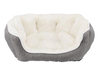 Oválný pelech DAVIN s plyšem 50 x 40 cm šedo/krémový