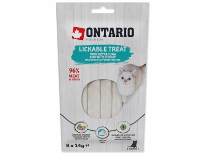 Pochoutka ONTARIO lízací s extra tuňákem a s krevetami 5 x 14g