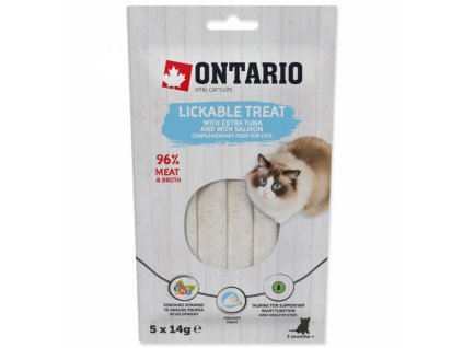 Pochoutka ONTARIO lízací s extra tuňákem a s lososem 5 x 14g