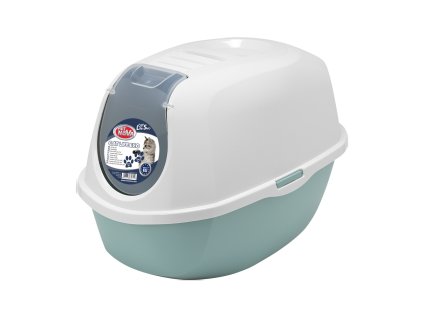 Kočičí toaleta s krytem tyrkysová