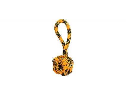 Přetahovadlo s uzlovaným míčem HipHop ROPE o 7cm /20 cm, neon oranžová, černá, žlutá