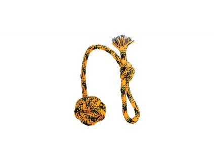 Vrhací bavlněné lano s míčem HipHop ROPE o 7cm / 48 cm, neon oranžová, černá, žlutá
