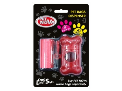 WDISPENSER-RE - Plastový zásobník na sáčky na exkrementy + 1 role červený