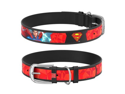 Obojek kožený Waudog DC Superman (Délka 44-58cm/3,5cm)