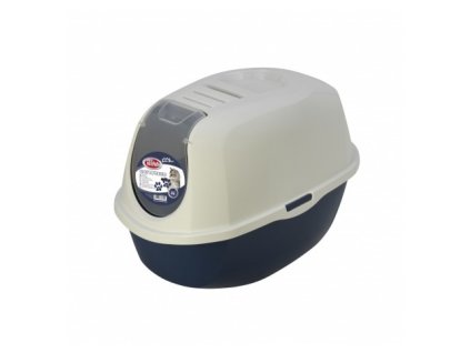 Kočičí toaleta s krytem modrá