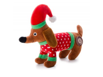 133042 plysovy jezevcik x mas 17 cm plysova piskaci vanocni hracka pro psy