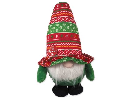 134323 hracka dog fantasy winter tale trpaslik piskaci zeleno cerveny 30cm