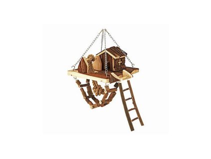 Dřevěné závěsné hřiště s domkem  JANNE 26x22cm