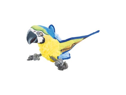 136066 ara ararauna papousek na lane 35 cm robustni hracka pro psy hiphop dog zluta modra