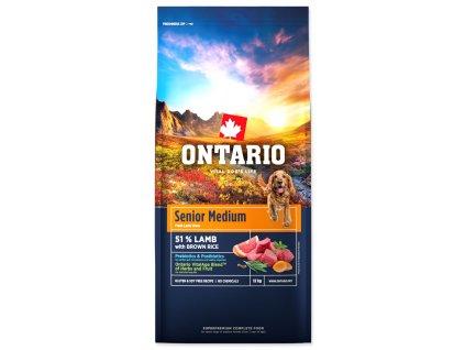 136741 nove krmivo ontario senior medium lamb brown rice 12kg