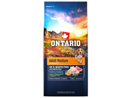 136747 nove krmivo ontario adult medium fish brown rice 12kg