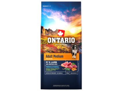 136753 nove krmivo ontario adult medium lamb brown rice 12kg