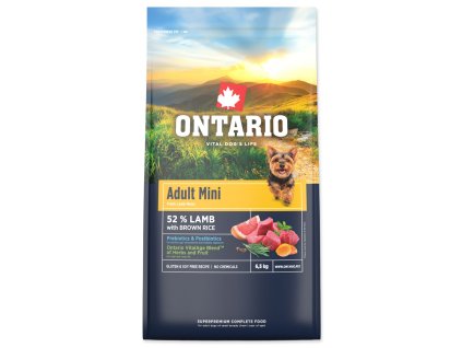 136786 nove krmivo ontario adult mini lamb brown rice 6 5kg