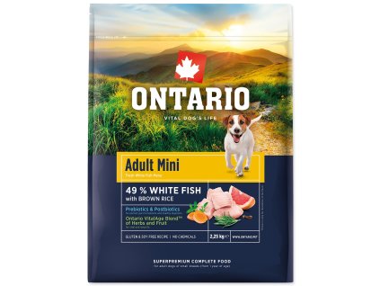 136810 nove krmivo ontario adult mini fish brown rice 2 25kg