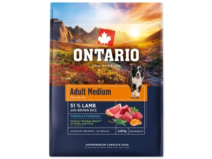 136813 nove krmivo ontario adult medium lamb brown rice 2 25kg