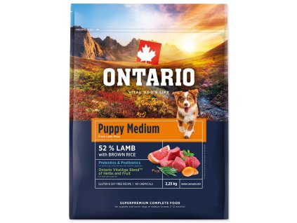 136825 nove krmivo ontario puppy medium lamb brown rice 2 25kg