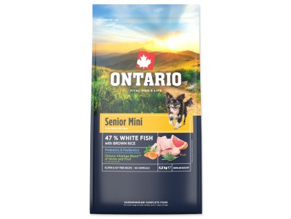 136828 nove krmivo ontario senior mini fish brown rice 6 5kg