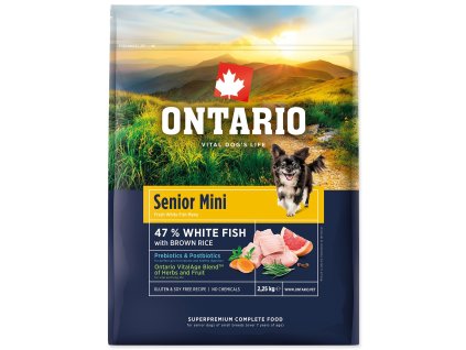 136831 nove krmivo ontario senior mini fish brown rice 2 25kg