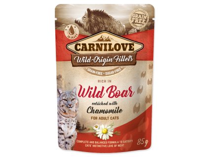 80931 kapsicka carnilove cat rich in wild boar enriched with chamomile 85g