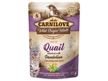 80925 kapsicka carnilove cat castrate rich in quail enriched with dandelion 85g