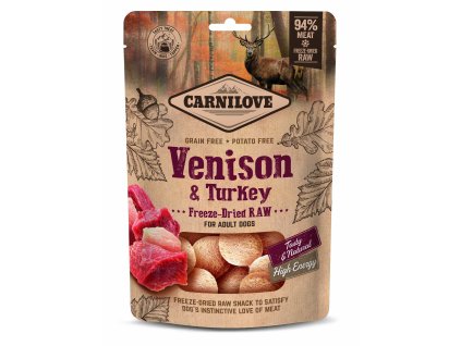 135748 carnilove raw freeze dried snacks venison turkey 60g