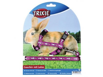 Postroj nylonový s vodítkem na králíka motiv 25-44/1cm,1,25m