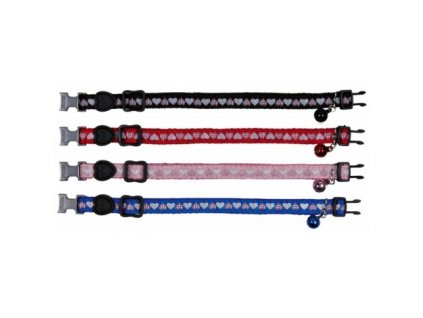 Obojek pro kočku motiv SRDÍČKA s rolničkou