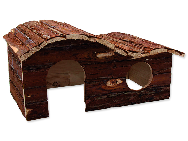 Domek SMALL ANIMALS kaskada dřevěný s kůrou 43 x 28 x 22 cm 1ks