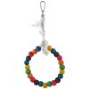 Houpačka BIRD JEWEL dřevěná s lanem barevná kruh 15cm