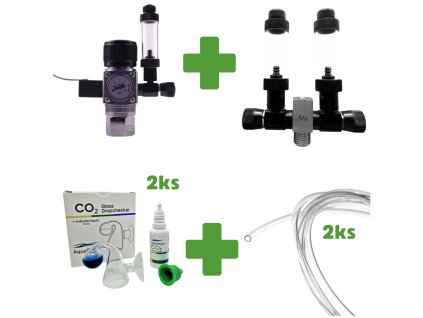 CO2 set s nočním vypínáním bez lahve pro 2 akvária