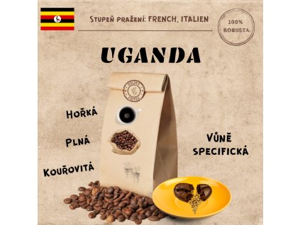 Uganda 100% Robusta čerstvě pražená zrnková káva alacaffé 500g | Česká pražírna