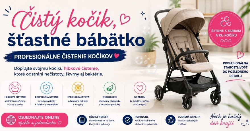 Čistý kočík, šťastné bábätko