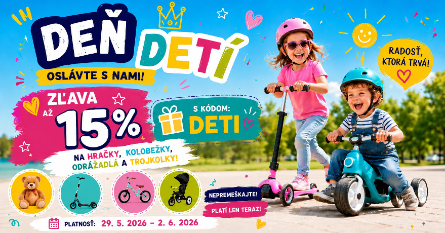 Zľava až 15 % s kódom DETI