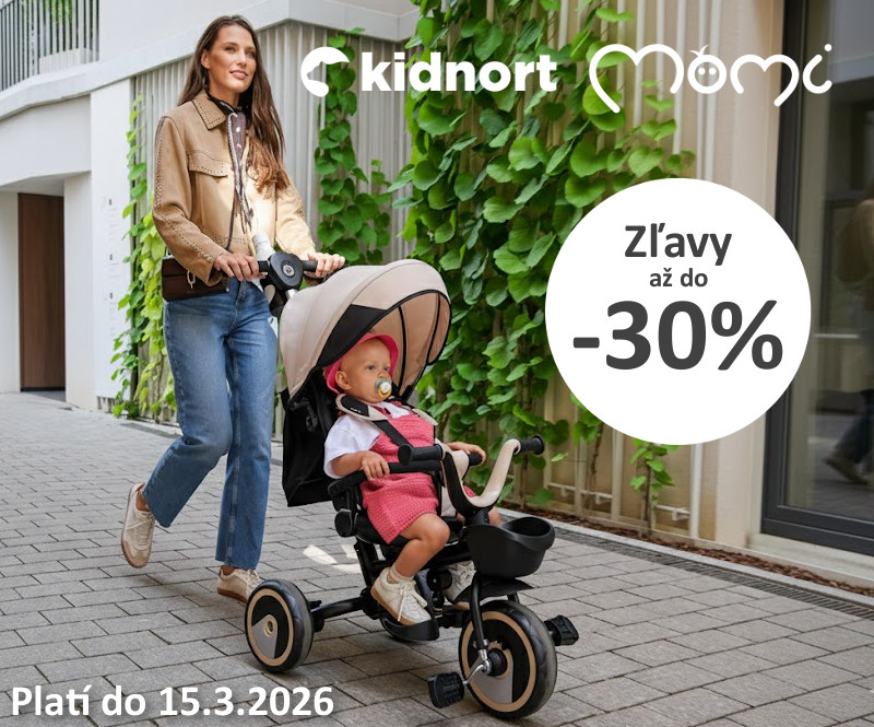 Využite zľavy až do 💥 30% 💥 na obľúbené produkty značiek MoMi a Kidnort.