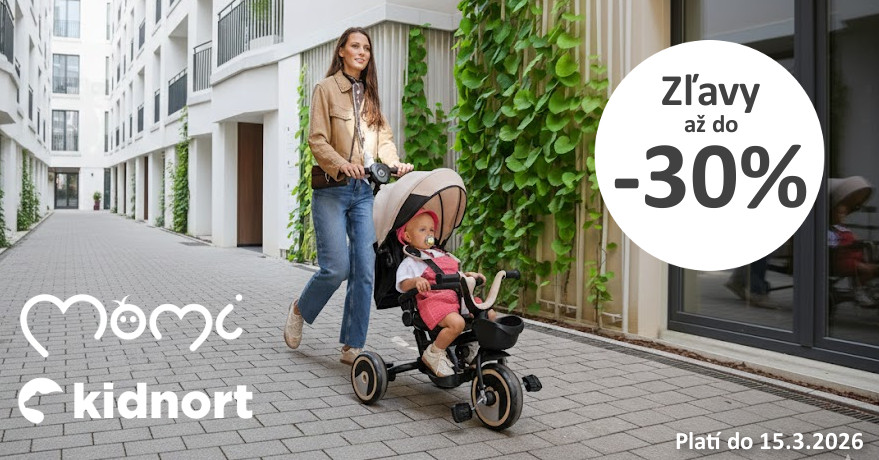 Využite zľavy až do 💥 30% 💥 na obľúbené produkty značiek MoMi a Kidnort.